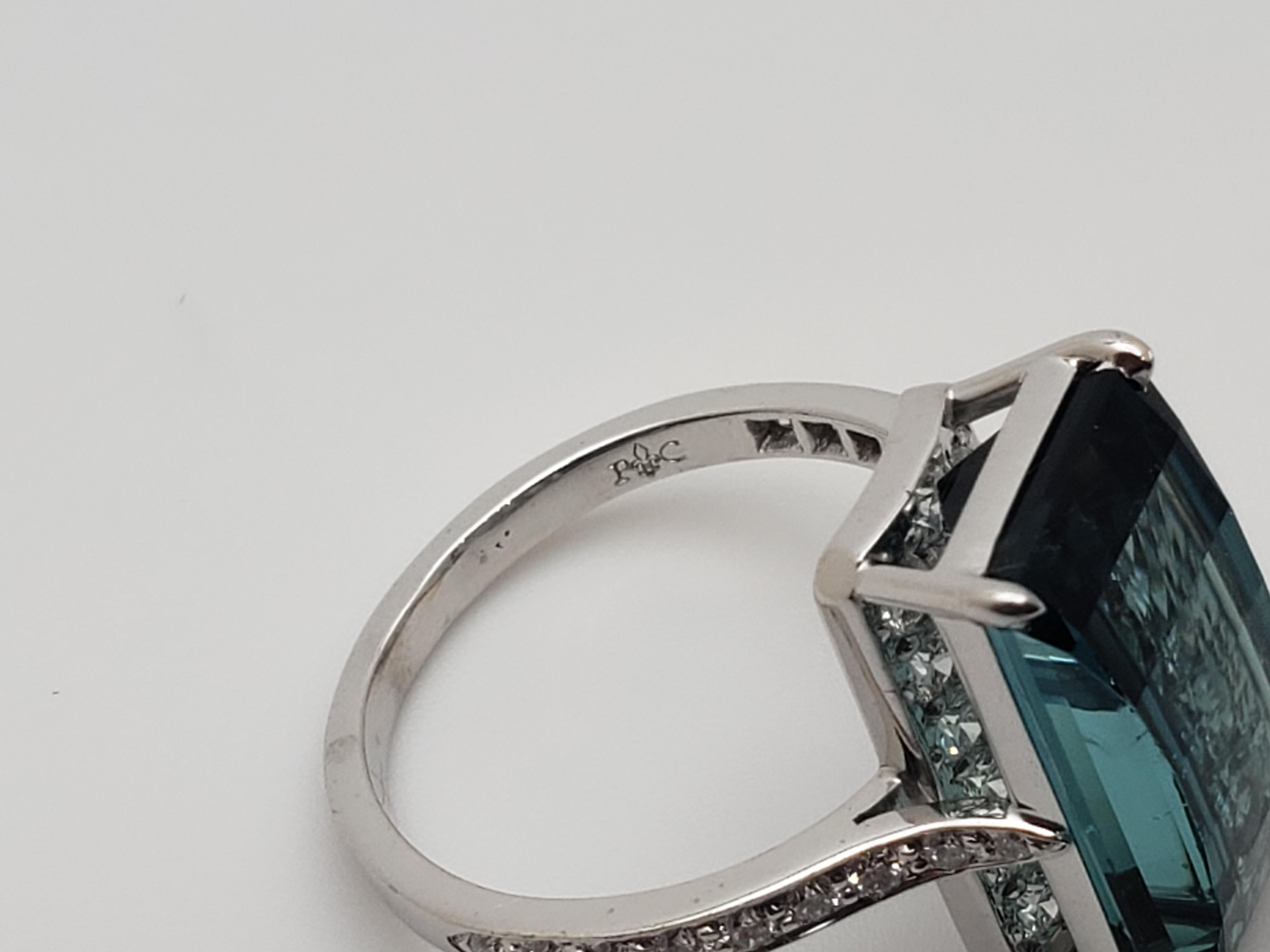 IGI zertifiziert Paolo Costagli 7,63 CT Blauer Turmalin Diamant 18K Weißgold Ring im Angebot 10