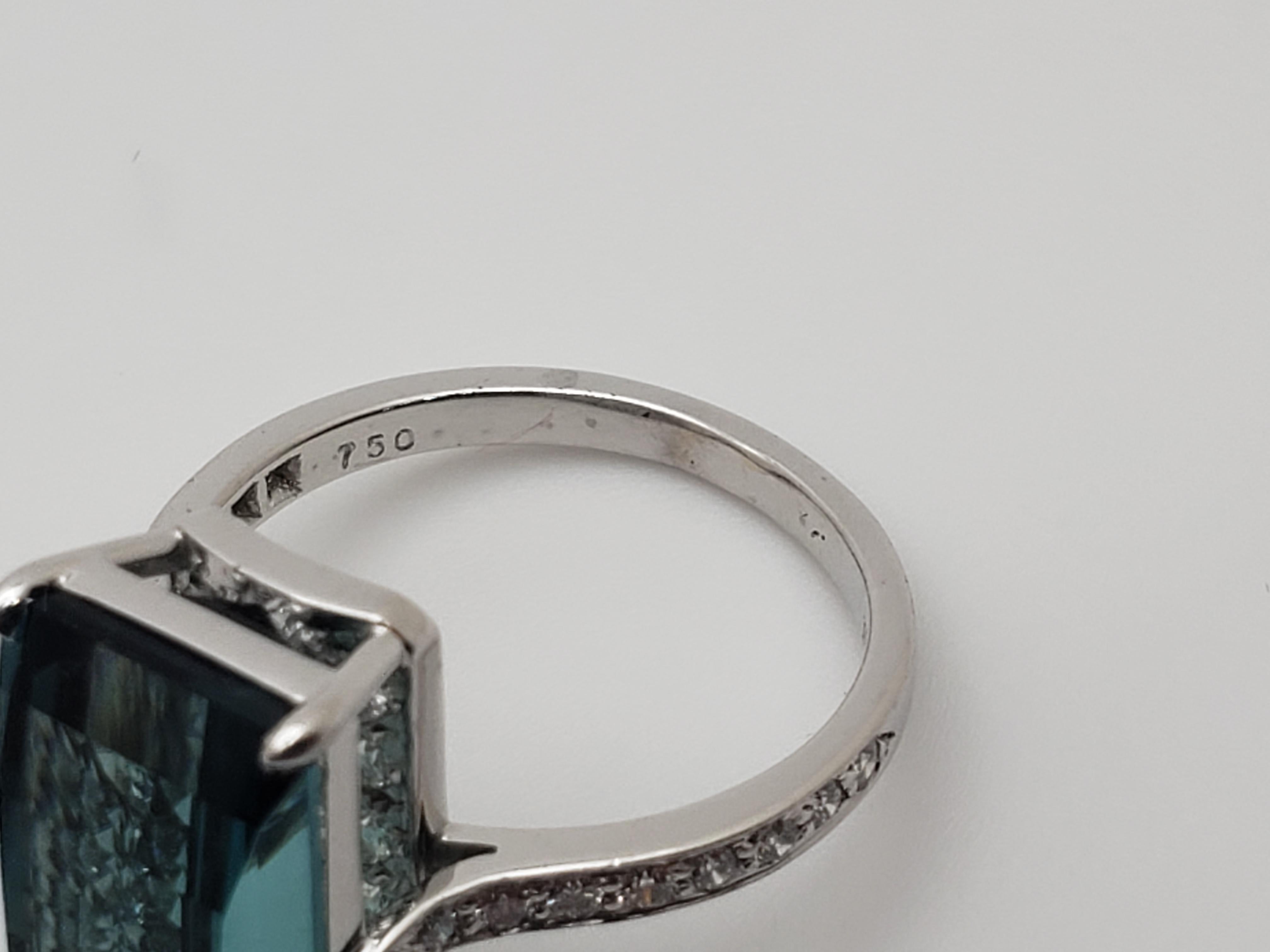 IGI zertifiziert Paolo Costagli 7,63 CT Blauer Turmalin Diamant 18K Weißgold Ring im Angebot 11