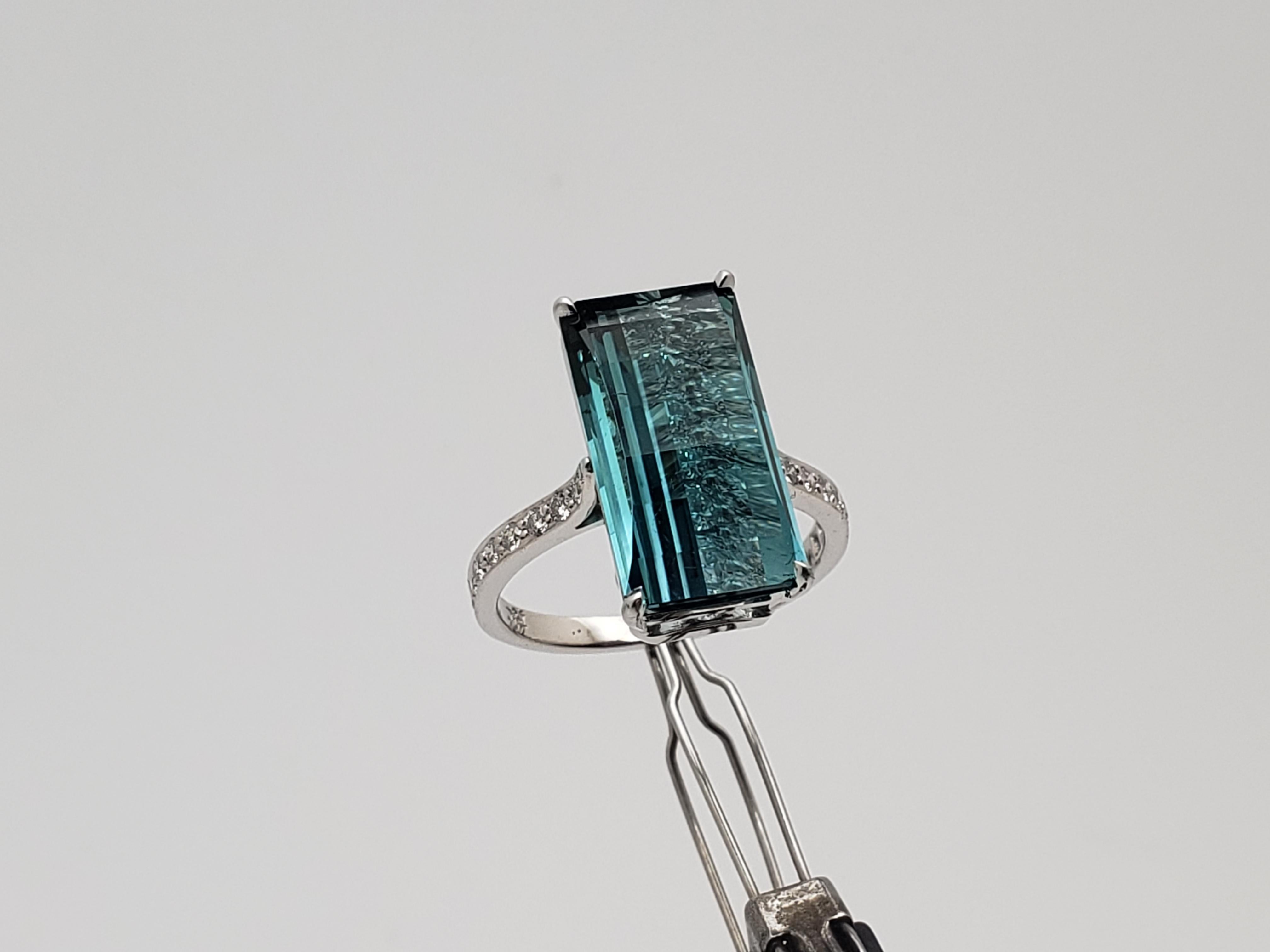 IGI zertifiziert Paolo Costagli 7,63 CT Blauer Turmalin Diamant 18K Weißgold Ring im Angebot 5