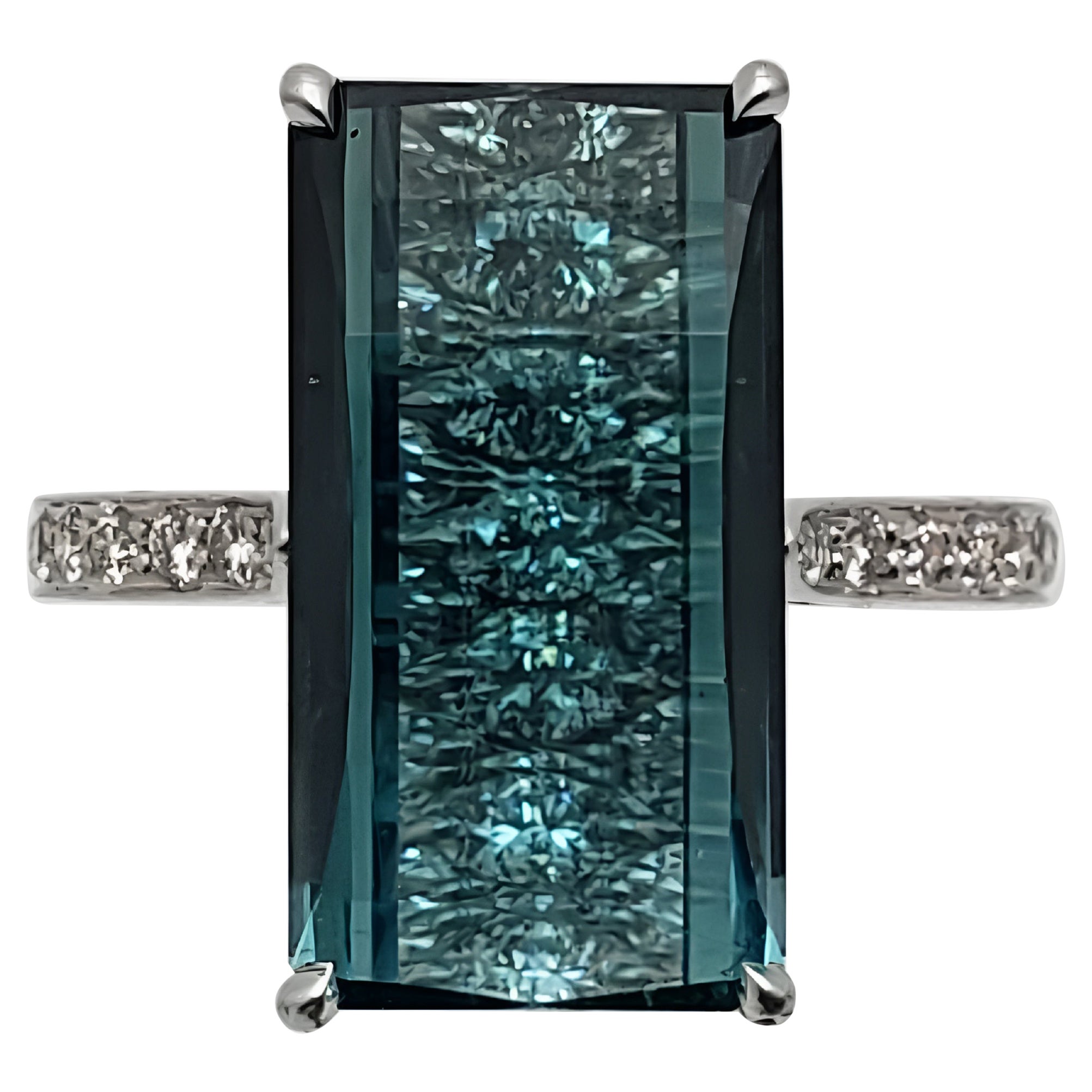 IGI zertifiziert Paolo Costagli 7,63 CT Blauer Turmalin Diamant 18K Weißgold Ring im Angebot