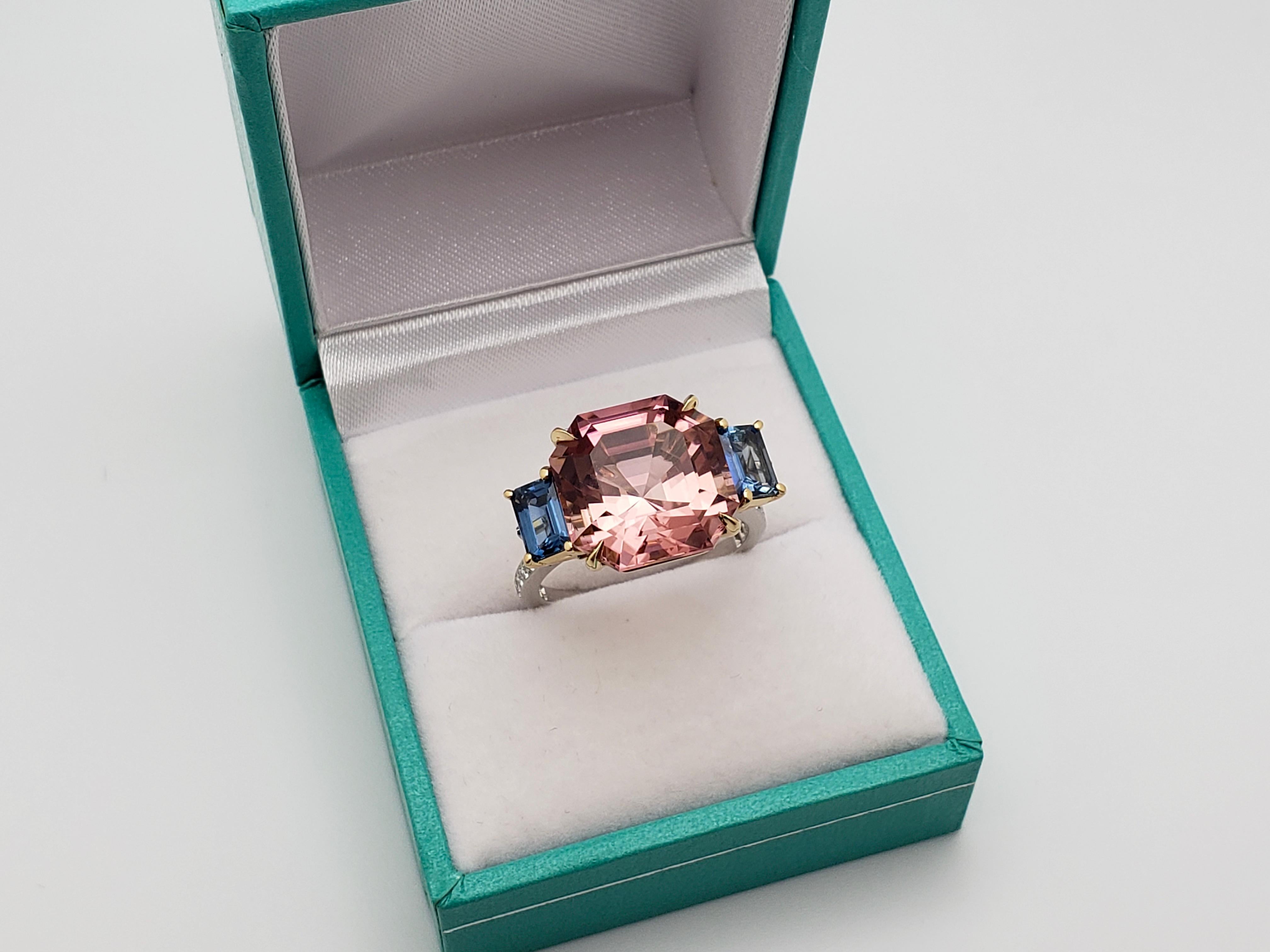 Bague de fiançailles certifiée IGI Paolo Costagli Tourmaline rose Saphir Diamant Unisexe en vente