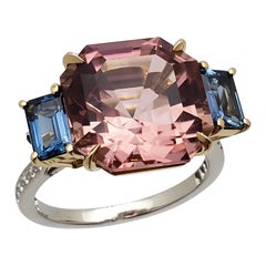 Bague de fiançailles certifiée IGI Paolo Costagli Tourmaline rose Saphir Diamant