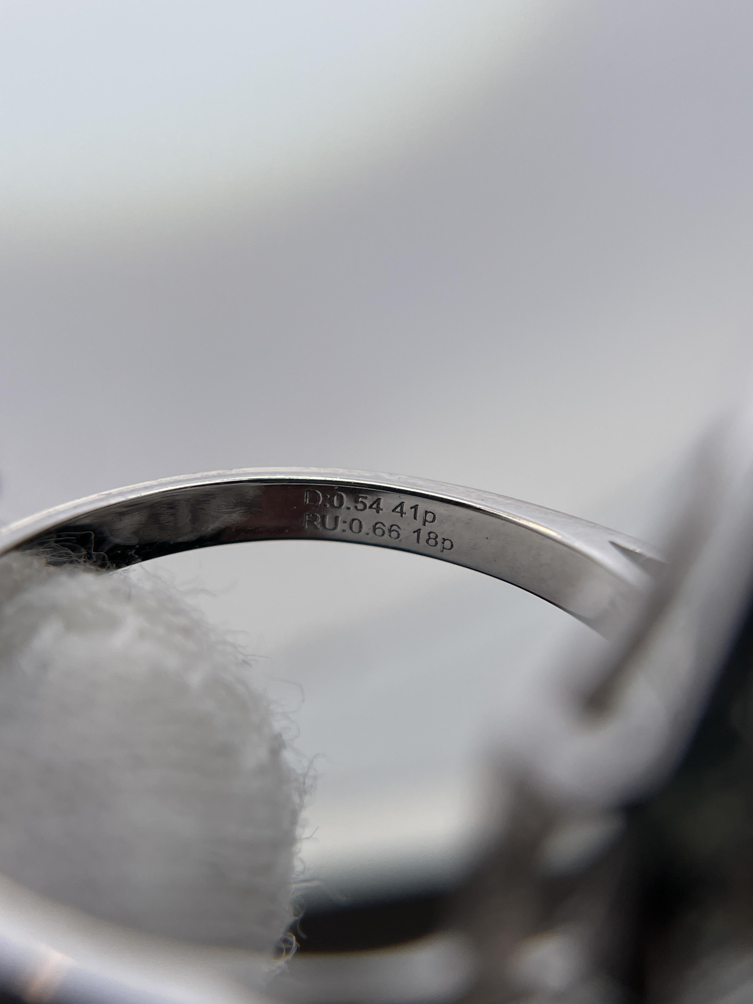 IGI Certified Pear Diamond and Ruby 18k White Gold Ring For Sale 2
