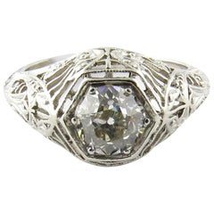 IGI Certified Platinum European Cut Diamond Filigree Engagement Ring