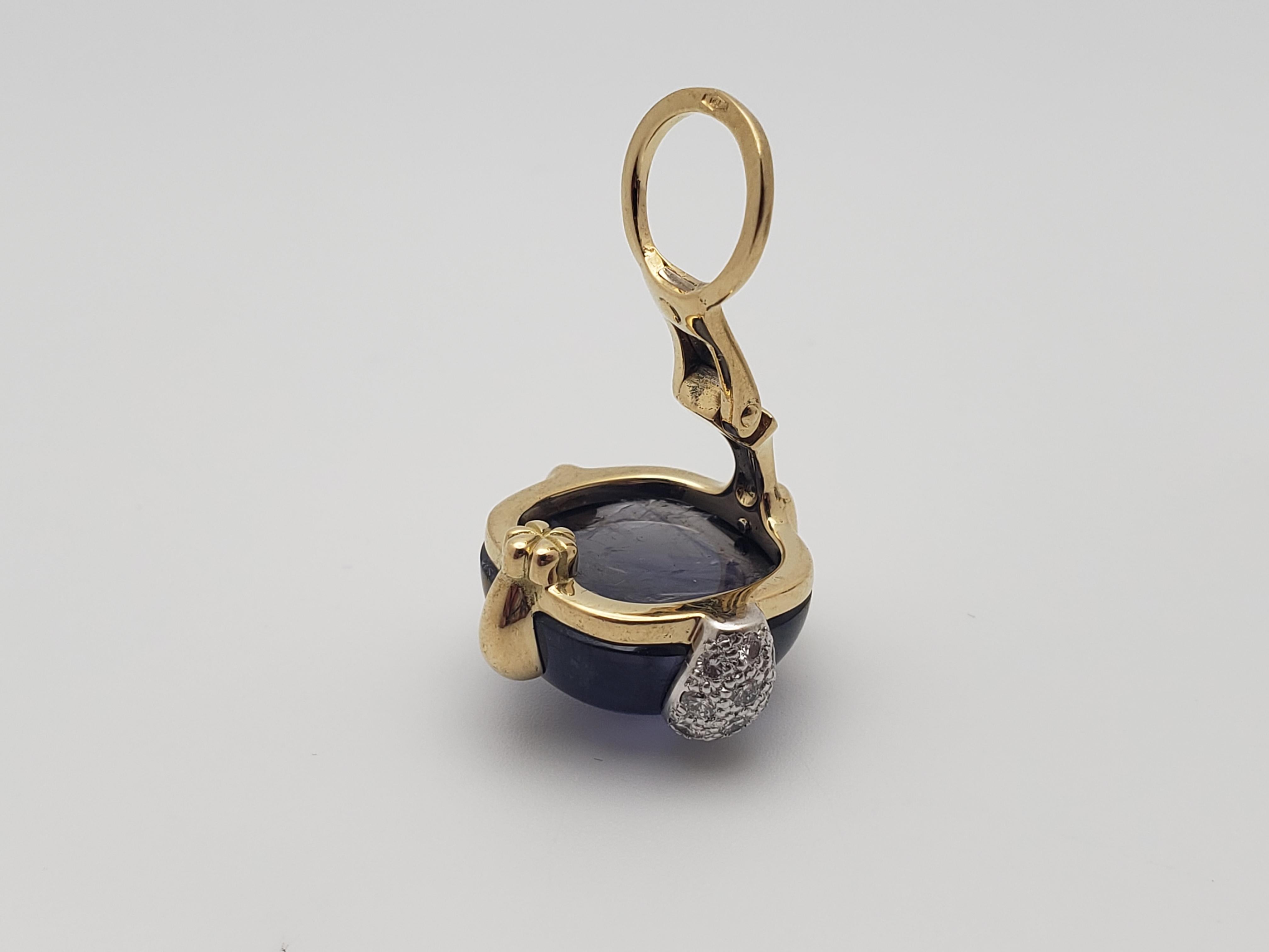 Boucles d'oreilles en or jaune 18 carats IGI Certified Pomellato 30 CT Violet Iolite Diamond en vente 4