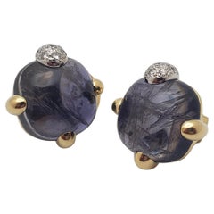 Orecchini in oro giallo 18 carati con diamante violetto Iolite di Pomellato 30 CT certificato IGI
