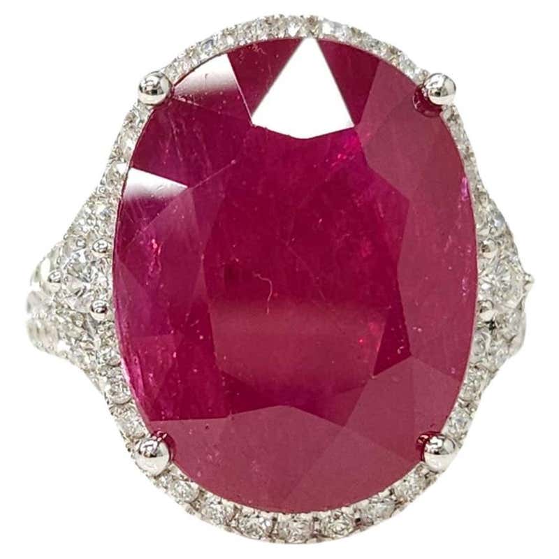 Ruby Rare IGI Certified Rare 11.96 Carat Ruby and Diamond Ring in 18K White Gold ...