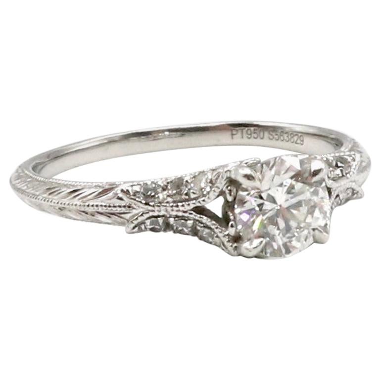 IGI Certified Round Brilliant 0.71 Carat I SI2 Diamond Platinum Engagement Ring