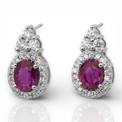 IGI Certified Rubies and Diamonds Earrings in 18k White Gold