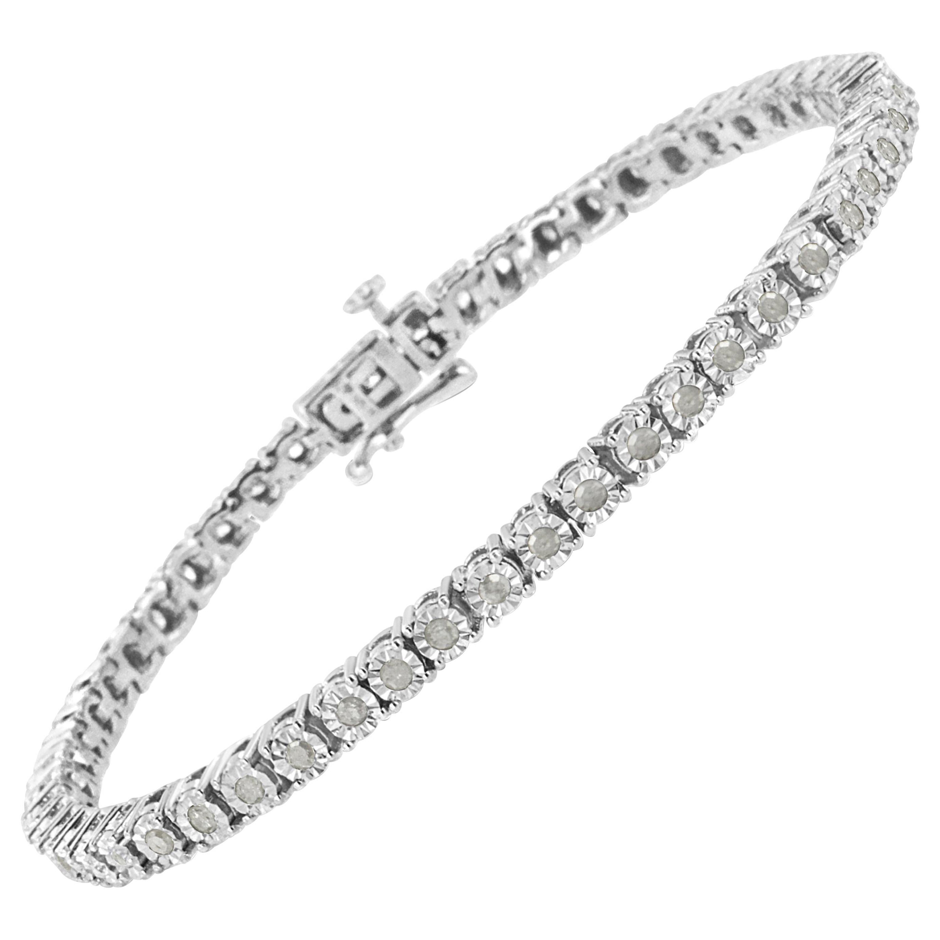 Bracciale tennis con diamanti taglio rosa da 1,0 carati in argento Sterling con certificazione IGI