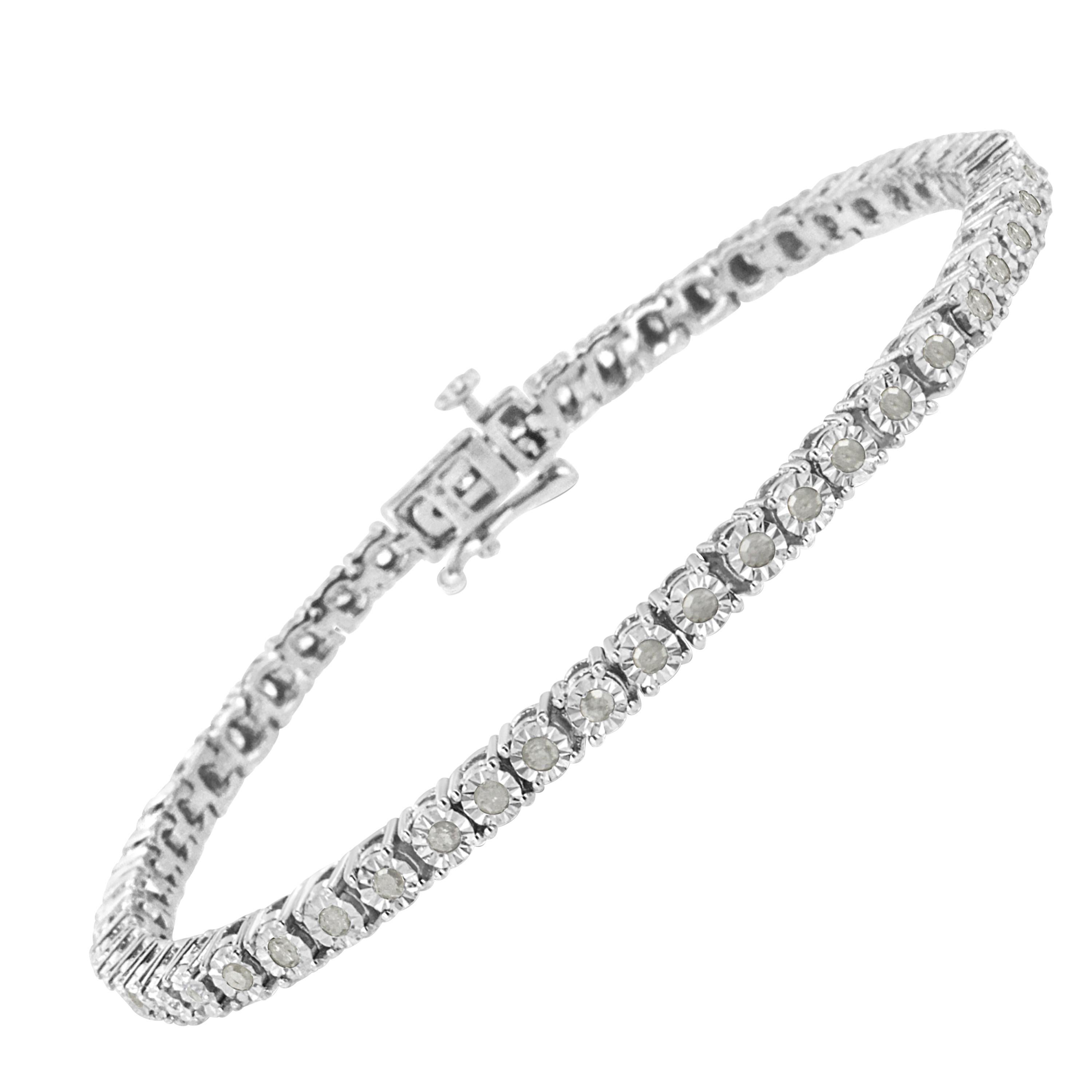 IGI-zertifiziertes Tennisarmband aus Sterlingsilber mit Diamanten