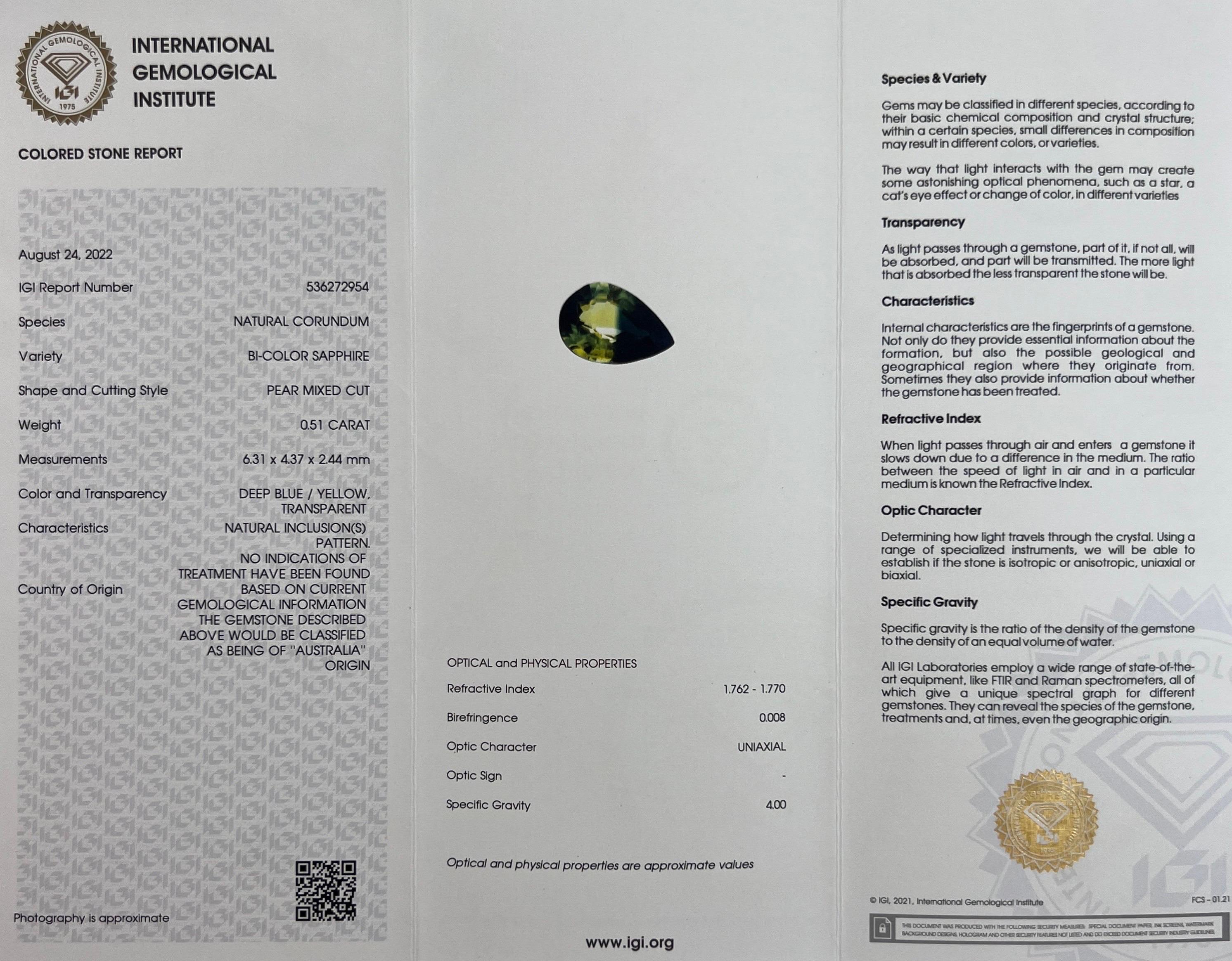 IGI Certified Unique Bi Colour Sapphire & Diamond 18k Yellow Gold Halo Ring In New Condition For Sale In Birmingham, GB
