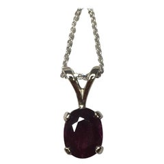 IGI Certified Untreated 1.02 Carat Ruby Oval Cut 14 Karat White Gold Pendant
