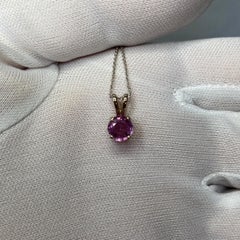 IGI Certified Untreated 1.04ct Pink Purple Sapphire White Gold Solitaire Pendant