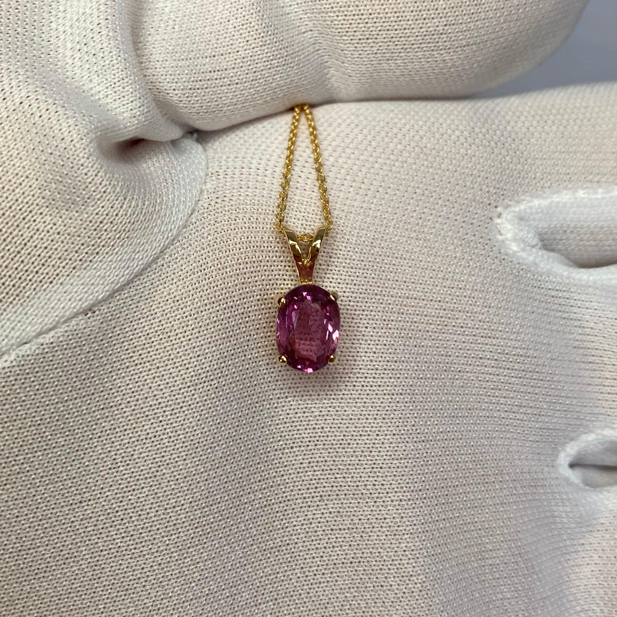 IGI Certified Untreated 1.61ct Pink Purple Sapphire Solitaire Pendant Necklace 5