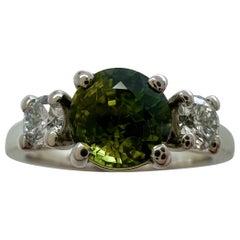 Bague en platine à trois pierres avec saphir bicolore non traité et diamant certifié IGI