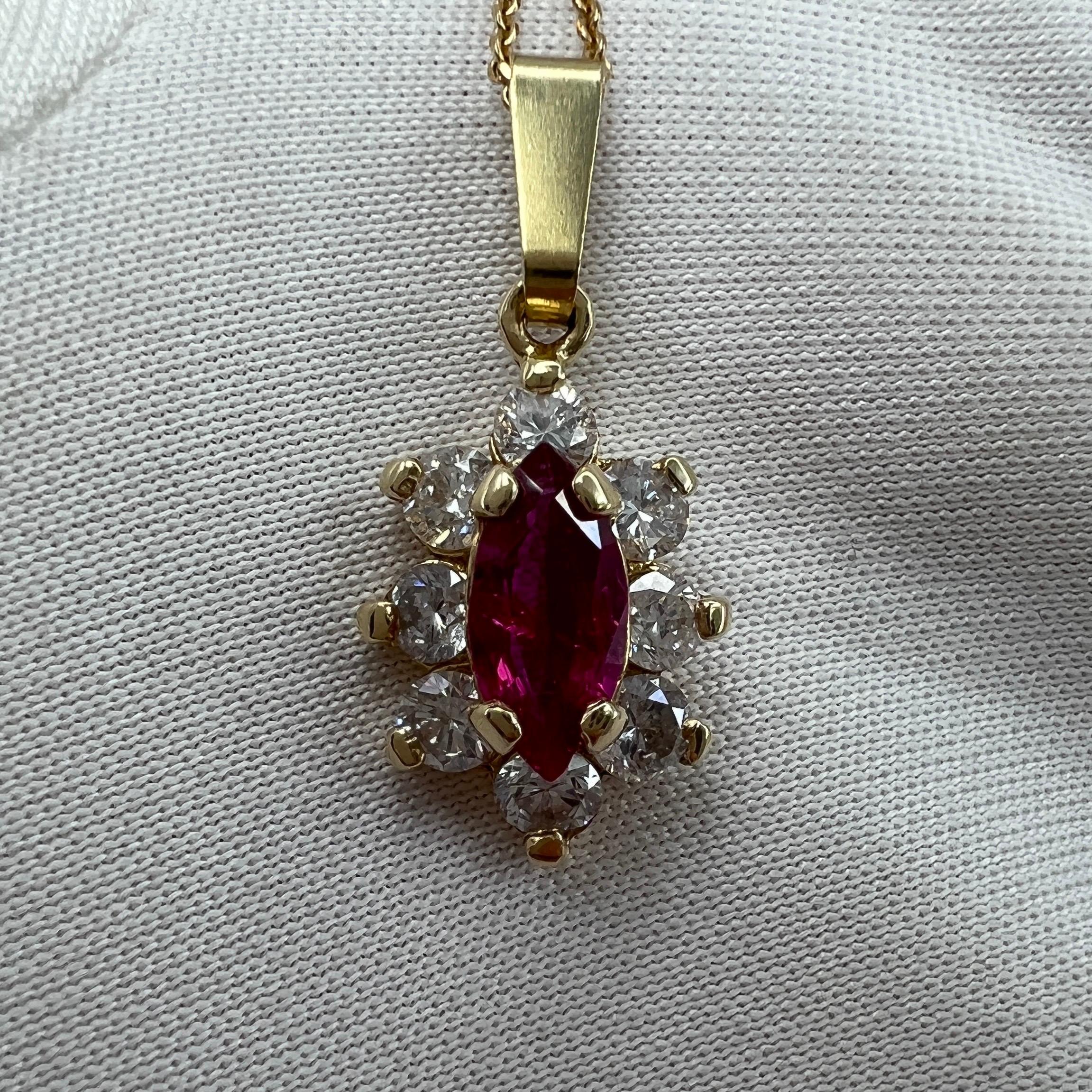 IGI Certified Untreated Burmese Ruby & Diamond Yellow Gold Pendant Necklace 1