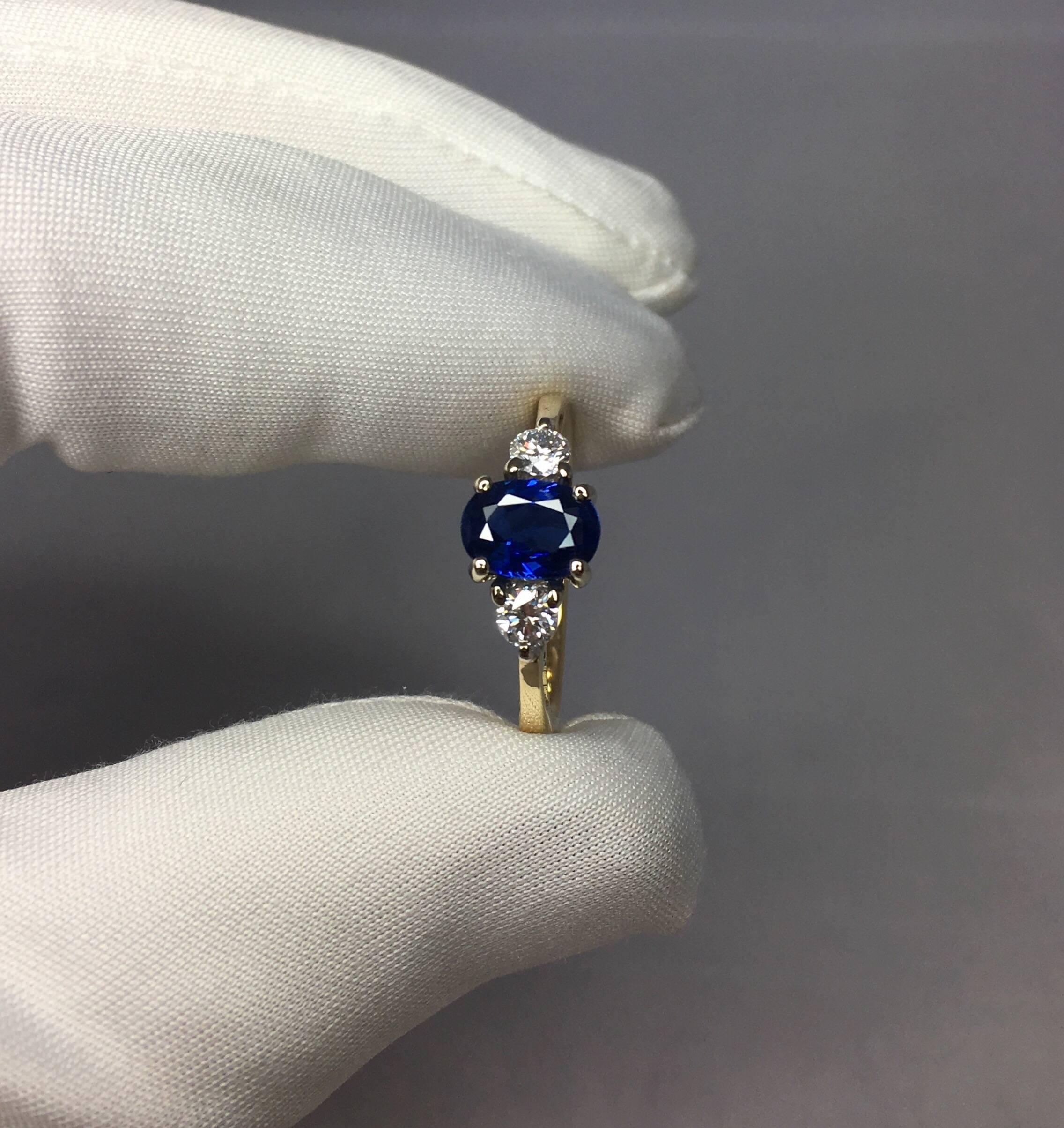 Oval Cut IGI Certified Untreated Ceylon Blue Sapphire Diamond Engagement Ring 1.00 Carat