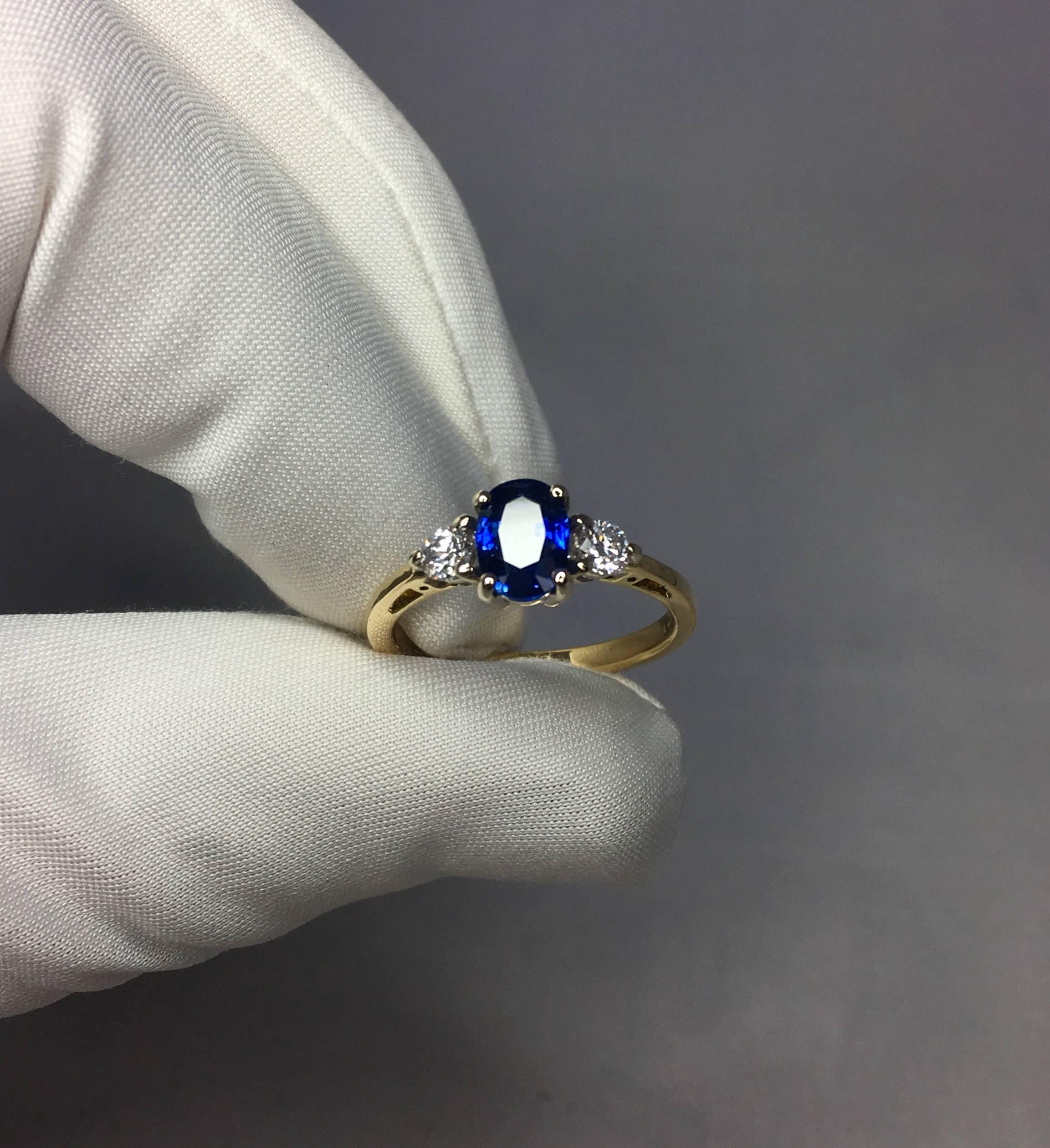 Women's IGI Certified Untreated Ceylon Blue Sapphire Diamond Engagement Ring 1.00 Carat