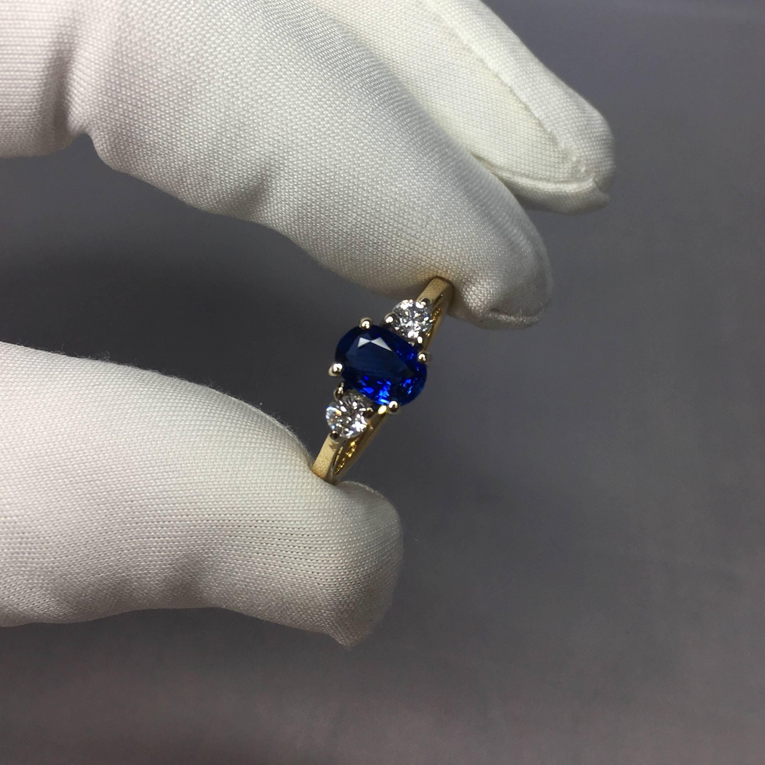 IGI Certified Untreated Ceylon Blue Sapphire Diamond Engagement Ring 1.00 Carat 2