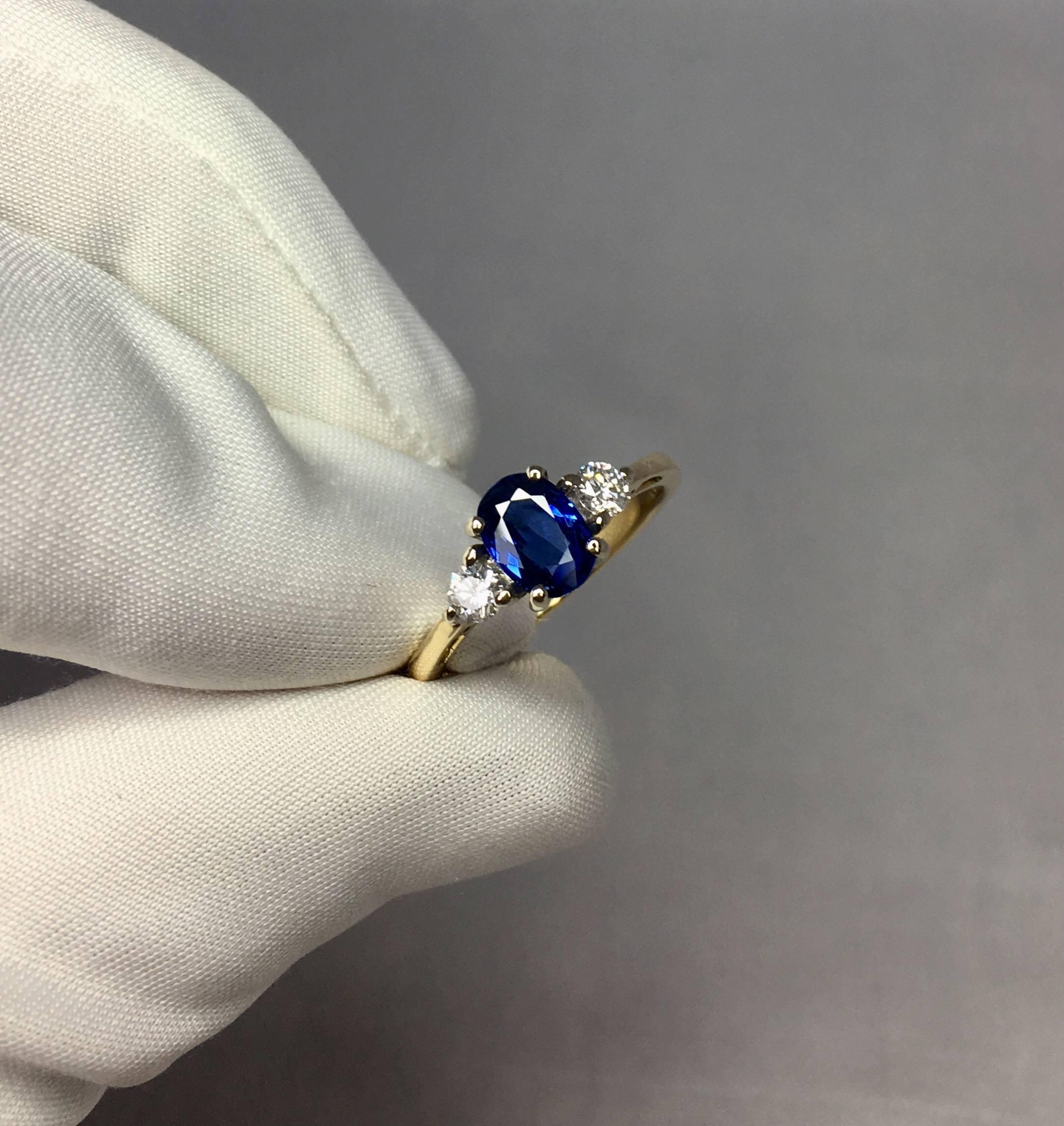 IGI Certified Untreated Ceylon Blue Sapphire Diamond Engagement Ring 1.00 Carat 3