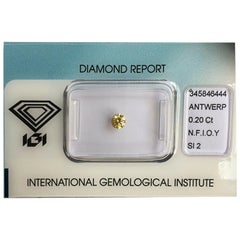 IGI Certified Untreated Fancy Intense Orange Yellow Diamond 0.20 Carat Round Cut