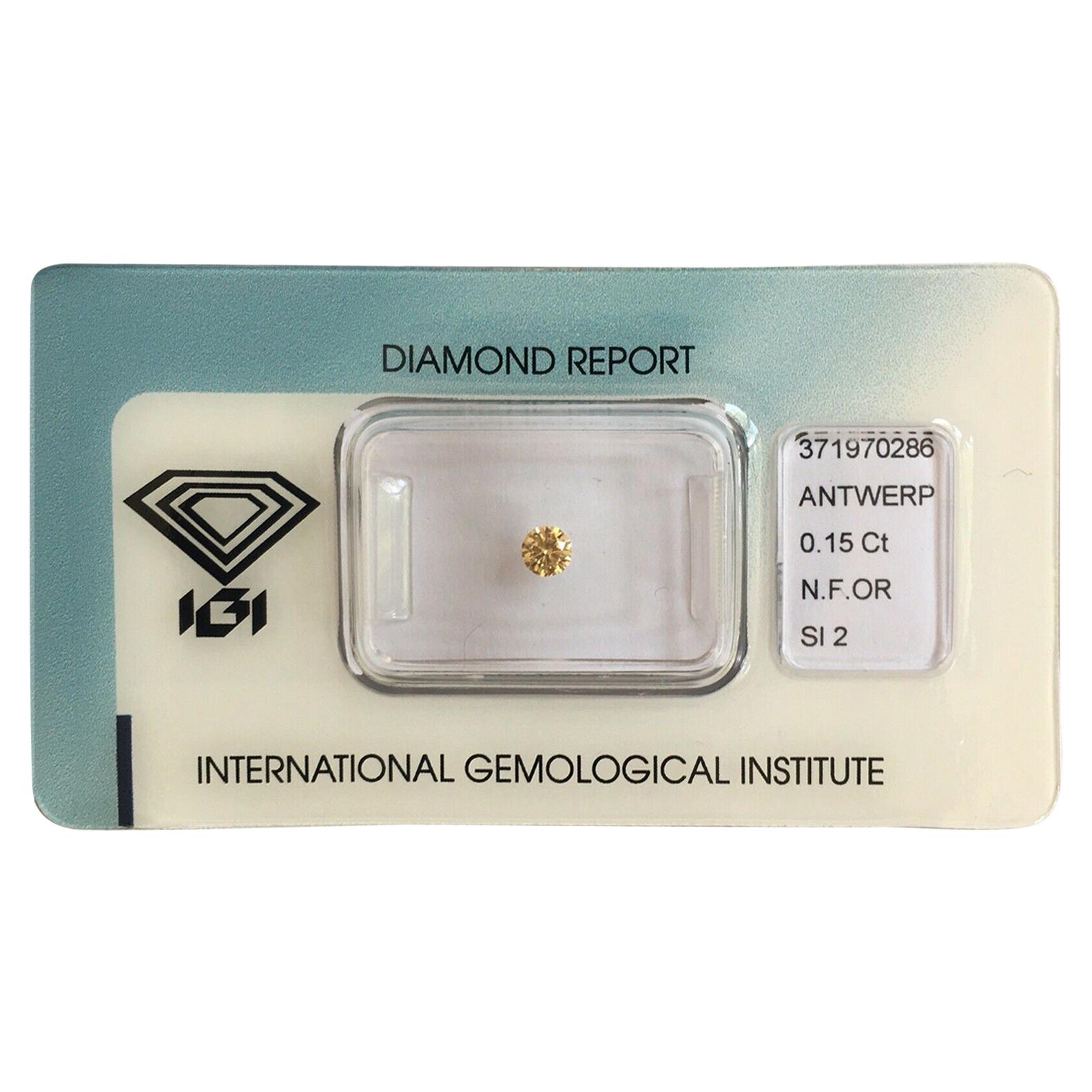 IGI Certified Untreated Fancy Orange 0.15 Carat Round Cut Loose Blister Gem