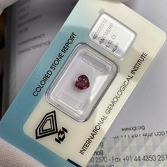IGI Certified Untreated Purplish Pink Red Ruby 1.12ct Heart Cut Rare Blister Gem