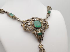 IGI Certified Victorian 39.10 CT Emerald 16.50 CT Diamond Necklace Earrings Set