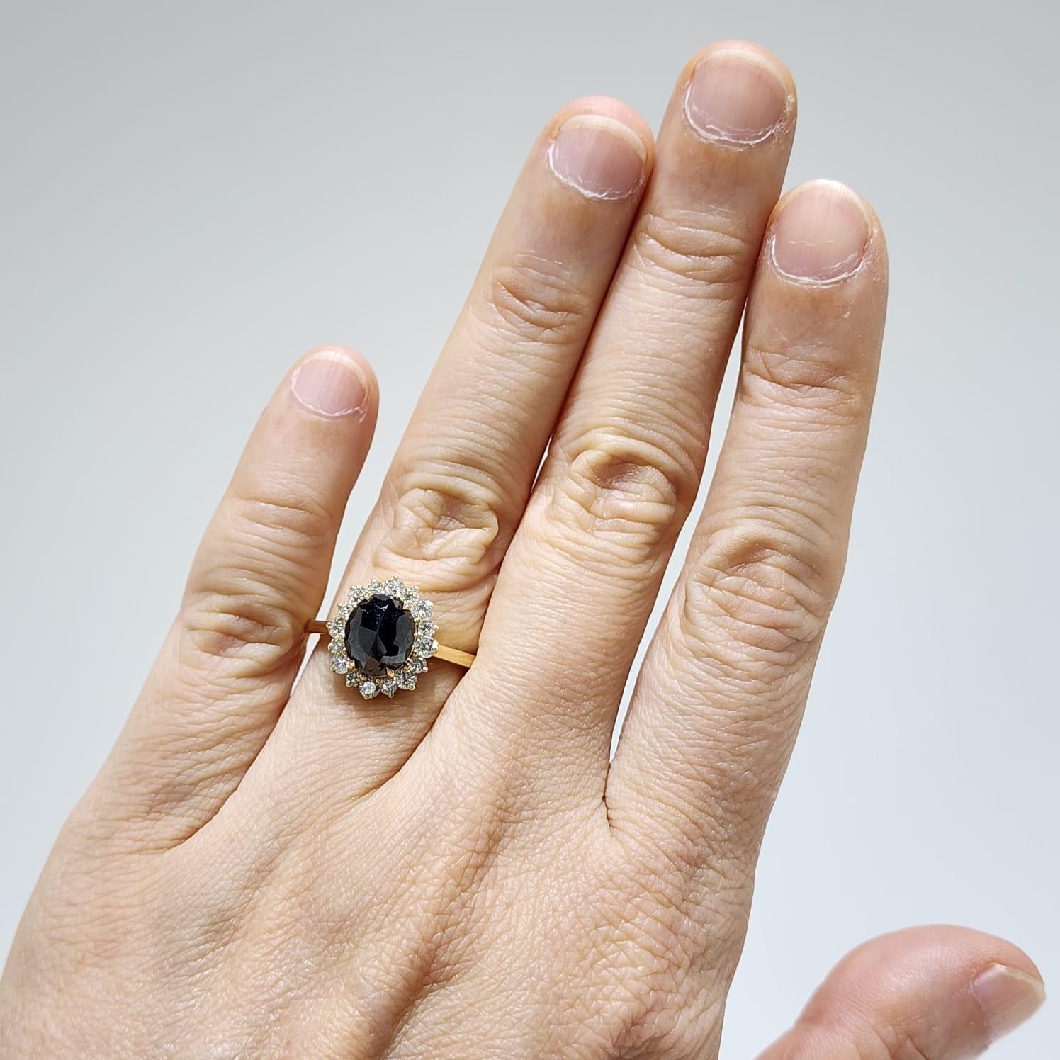 IGI CERTIFICADO Anillo vintage de diamantes negros de 2,27 quilates en oro amarillo de 14 quilates en venta 4