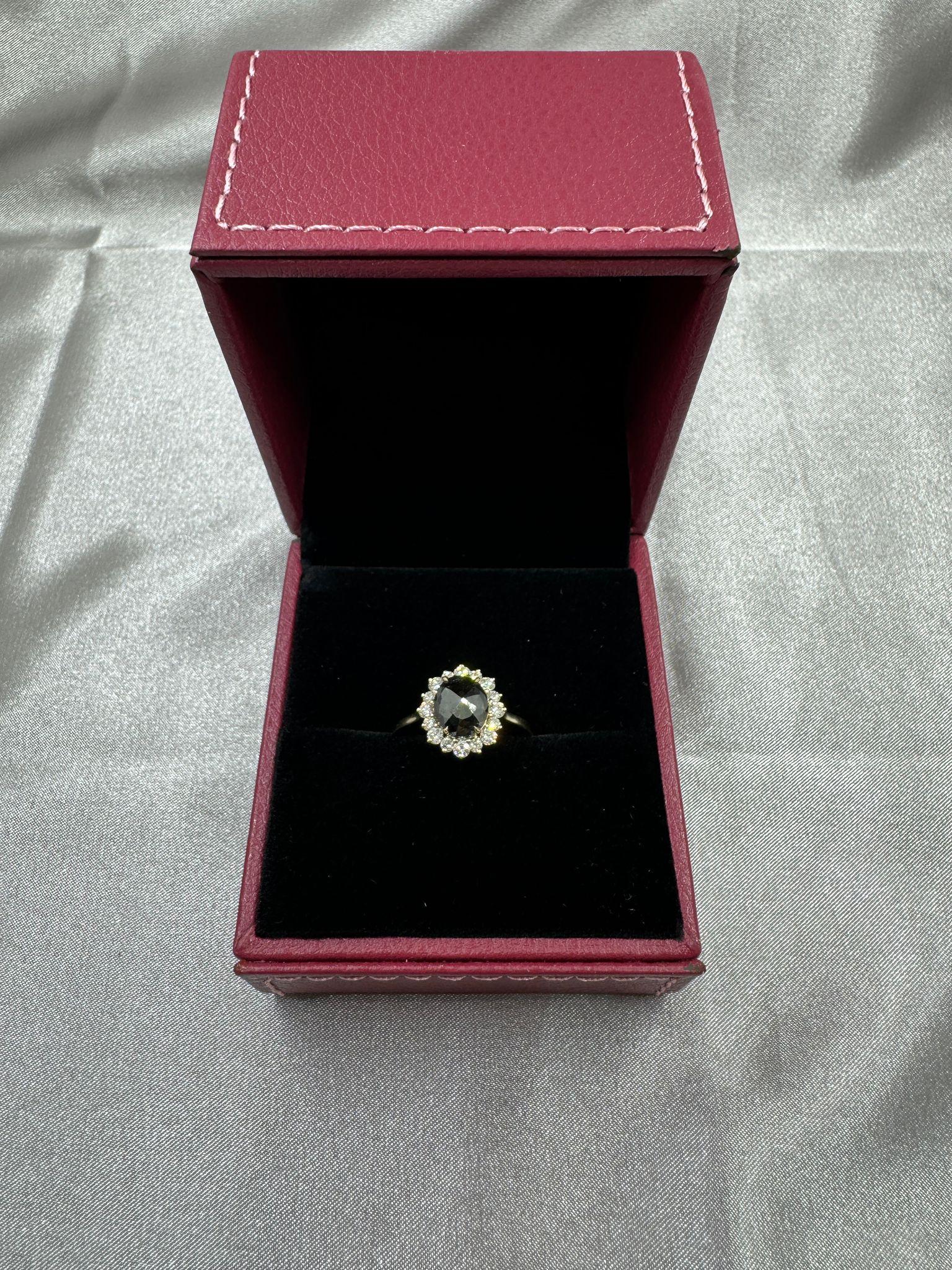 IGI CERTIFIED Bague Vintage 2.27 Carat Black Diamond en or jaune 14 carats en vente 2