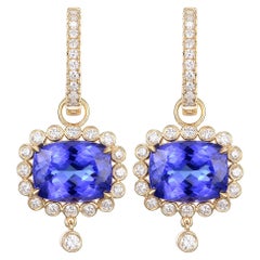 IGI-zertifizierte Vintage 5,68 Karat Tansanit-Diamant-Ohrringe aus 18 Karat Gelbgold