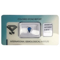 IGI Certified Vivid Blue Sapphire 0.49ct Fancy Custom Kite/Shield Cut Gem Cut