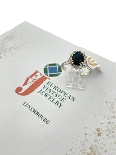 IGI Certified White Gold Diamonds and Sapphire Classic Ring