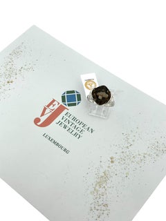 IGI Certified White Gold Diamonds and Smoky Quartz Cocktail Ring