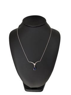 IGI-zertifizierte Weißgold-Halskette mit Saphir und Diamant