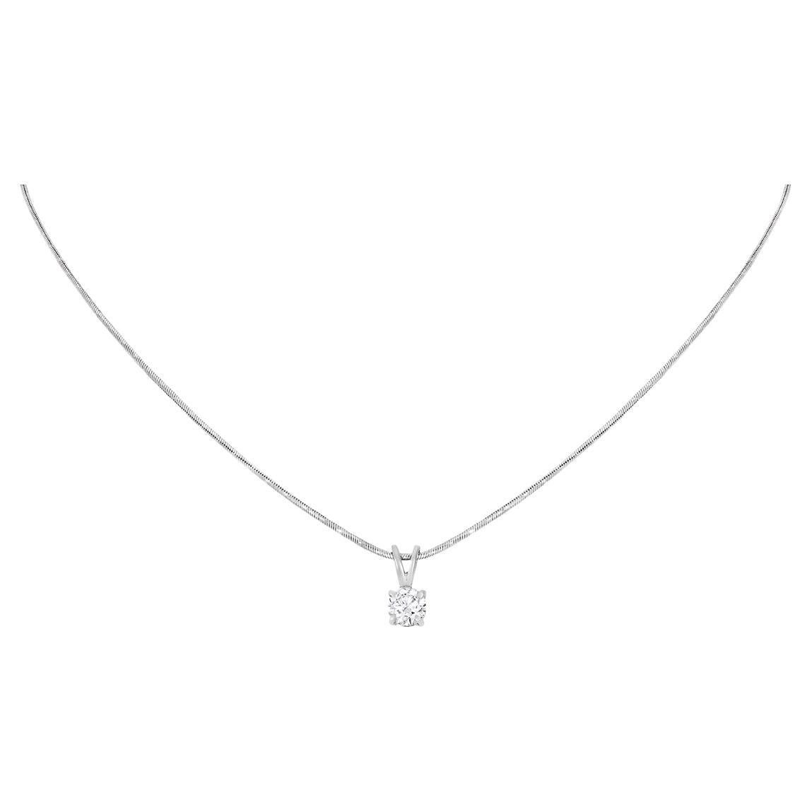 Pendentif en or blanc certifié IGI avec diamant rond taillé en brillant 0,70ct E/SI1