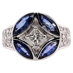 Anello certificato IGI con 2,59 carati di zaffiri naturali e 0,63 carati di diamanti naturali