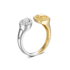 IGI CERTIFIED Yellow Cushion Diamond and Pear Diamond Toi Et Moi Ring in 18k