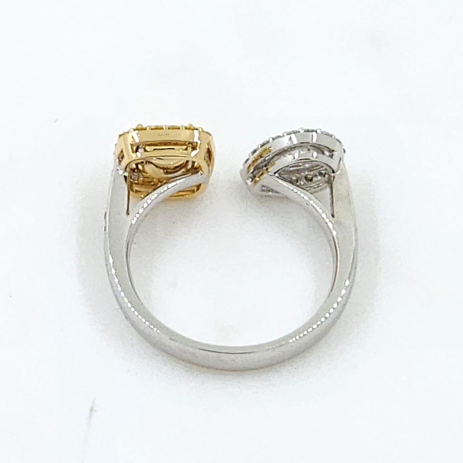 IGI CERTIFIED Gelb Cushion Diamond und Pear Diamond Toi Et Moi Ring in 18k  im Angebot 1