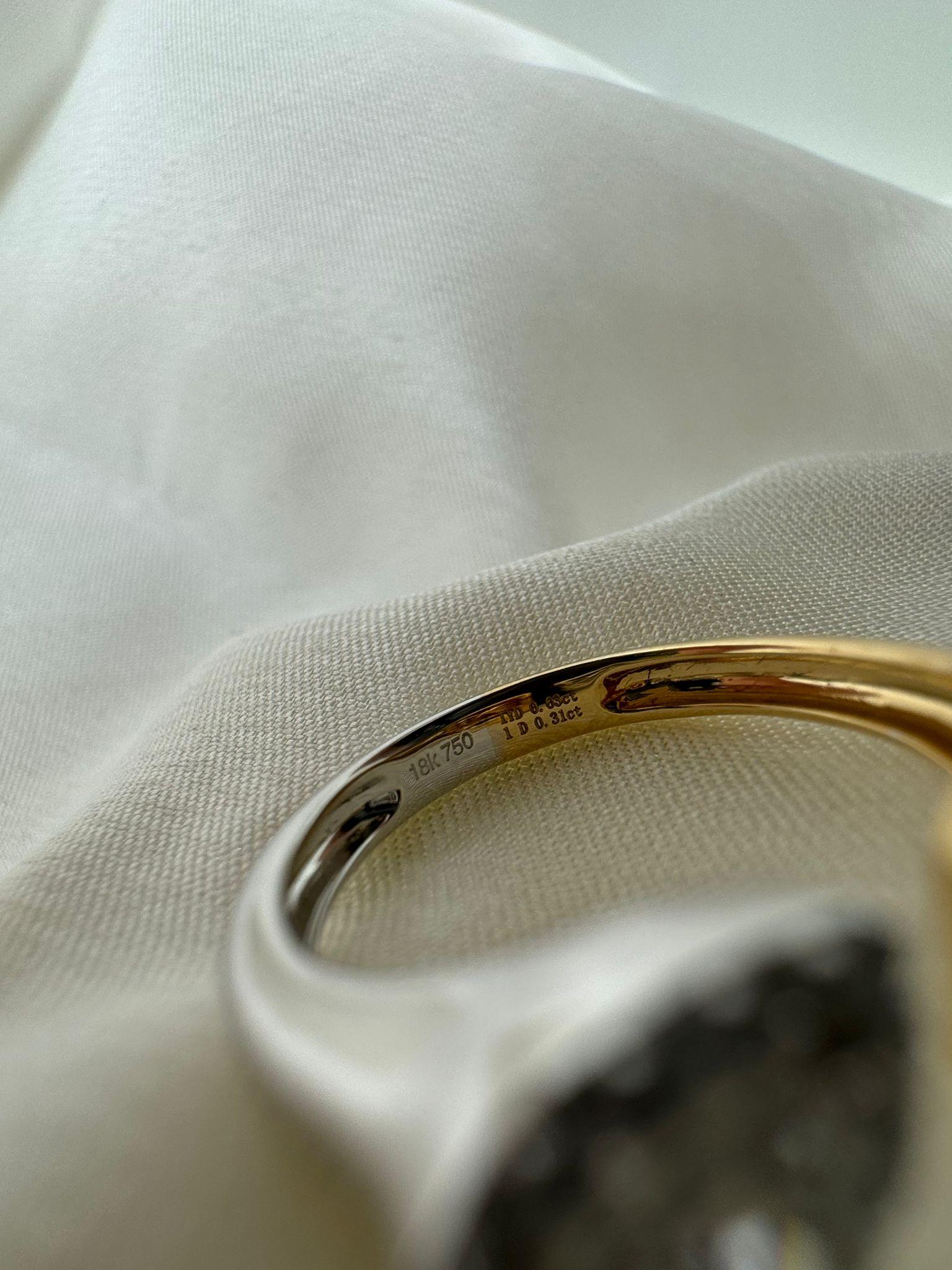 Toi Et Moi-Ring aus 18 Karat, IGI-zertifizierter gelber Smaragd, Diamant und birnenförmiger Diamant  Damen im Angebot