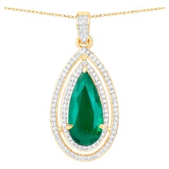 IGI Certified Zambian Emerald Pendant Necklace 2.17 Carats 14K Yellow Gold