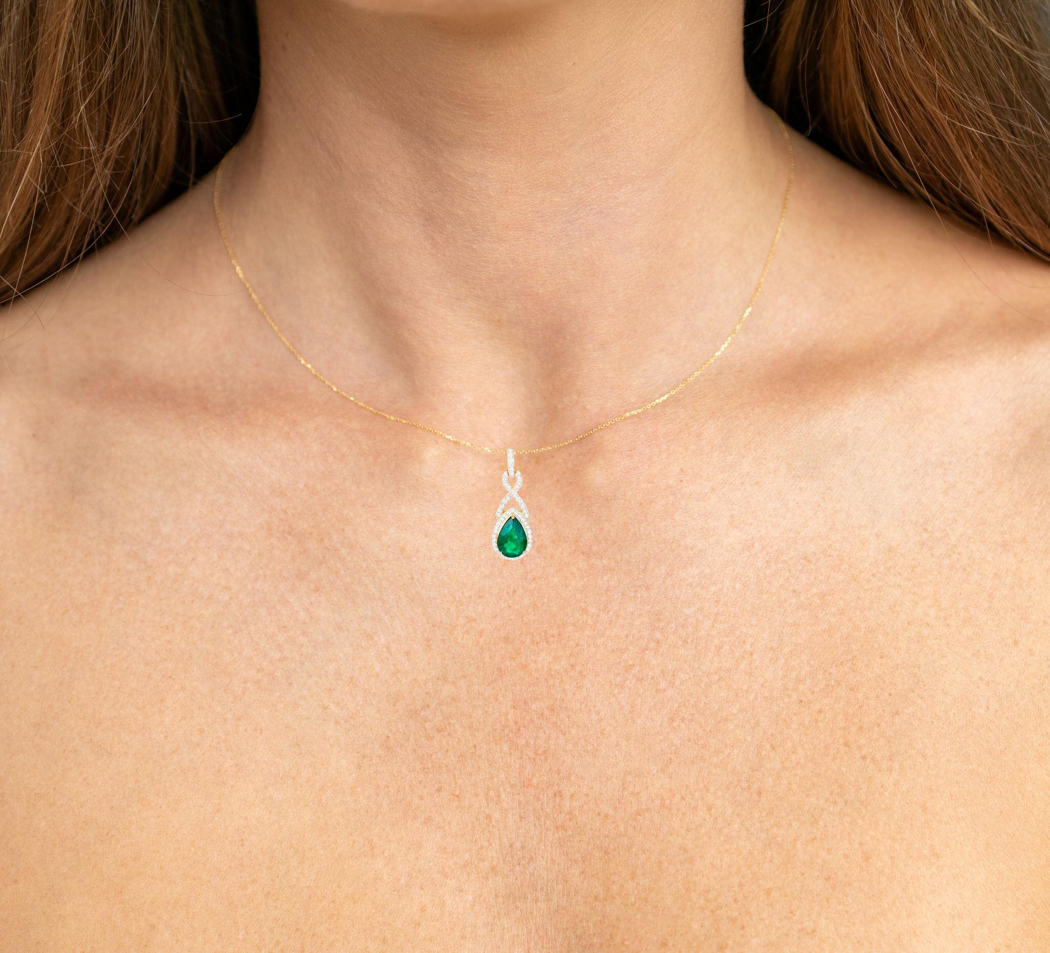 It comes with the IGI Certificate
All Gemstones are Natural
Zambian Emerald = 1.50 Carat
55 Diamonds = 0.25 Carats
Metal: 14K Yellow Gold
Pendant Dimensions: 25 x 9 mm
