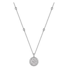 IGI Certifiled 1.57Carat Diamond Necklace in 18 Karat White Gold