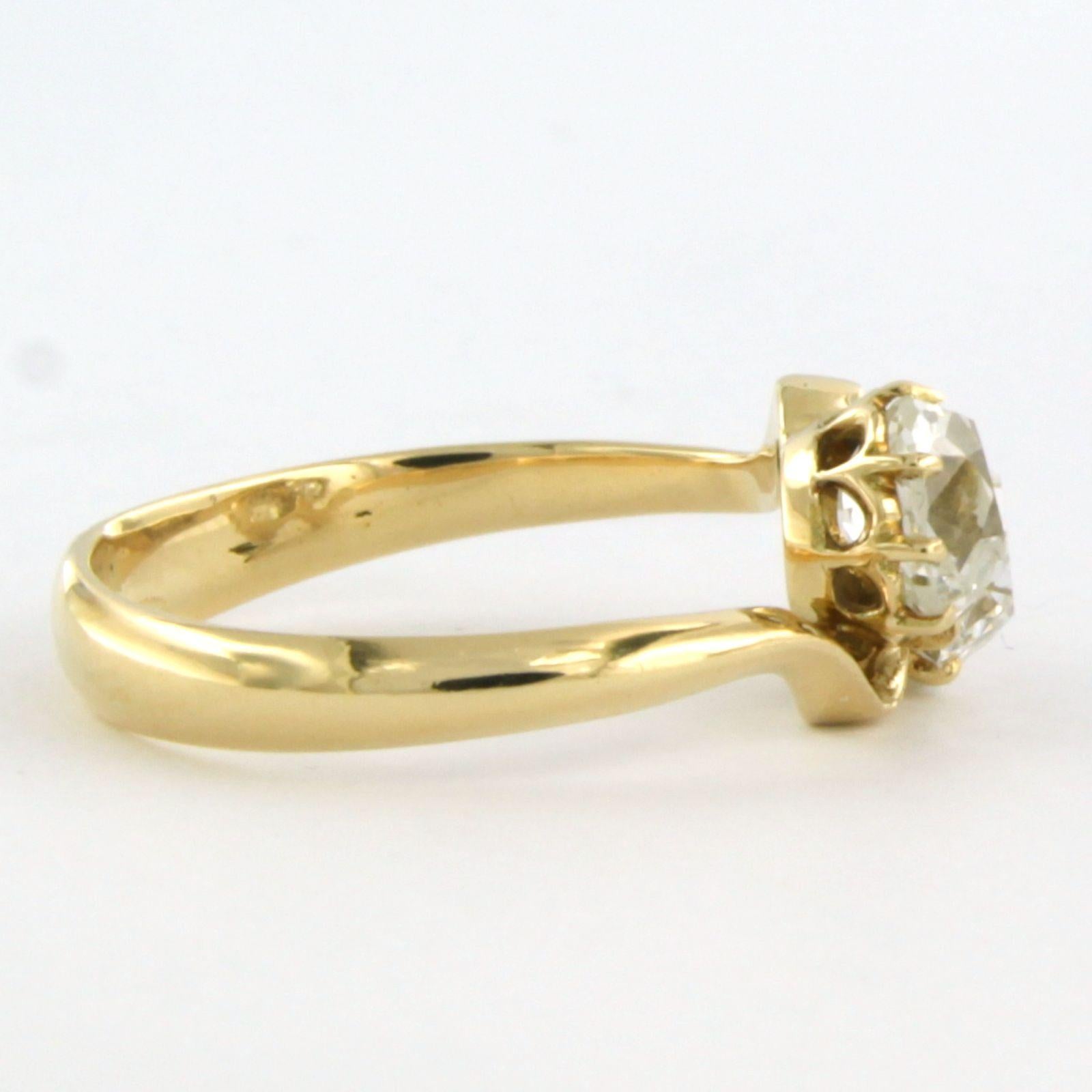 De las mujeres Informe sobre diamantes IGI - Anillo de oro de 14k engastado con diamantes talla mina vieja de hasta 1,59 ct