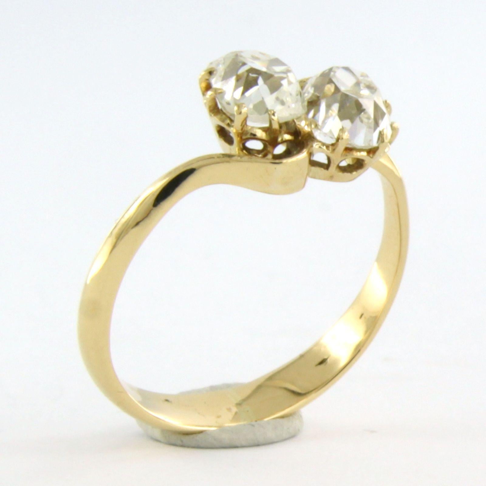 IGI Diamond report - 14k gold ring set with old mine cut diamonds up to 1.59ct 1