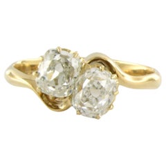 IGI Diamond report - 14k yellow gold ring set with old mine cut diamonds 
