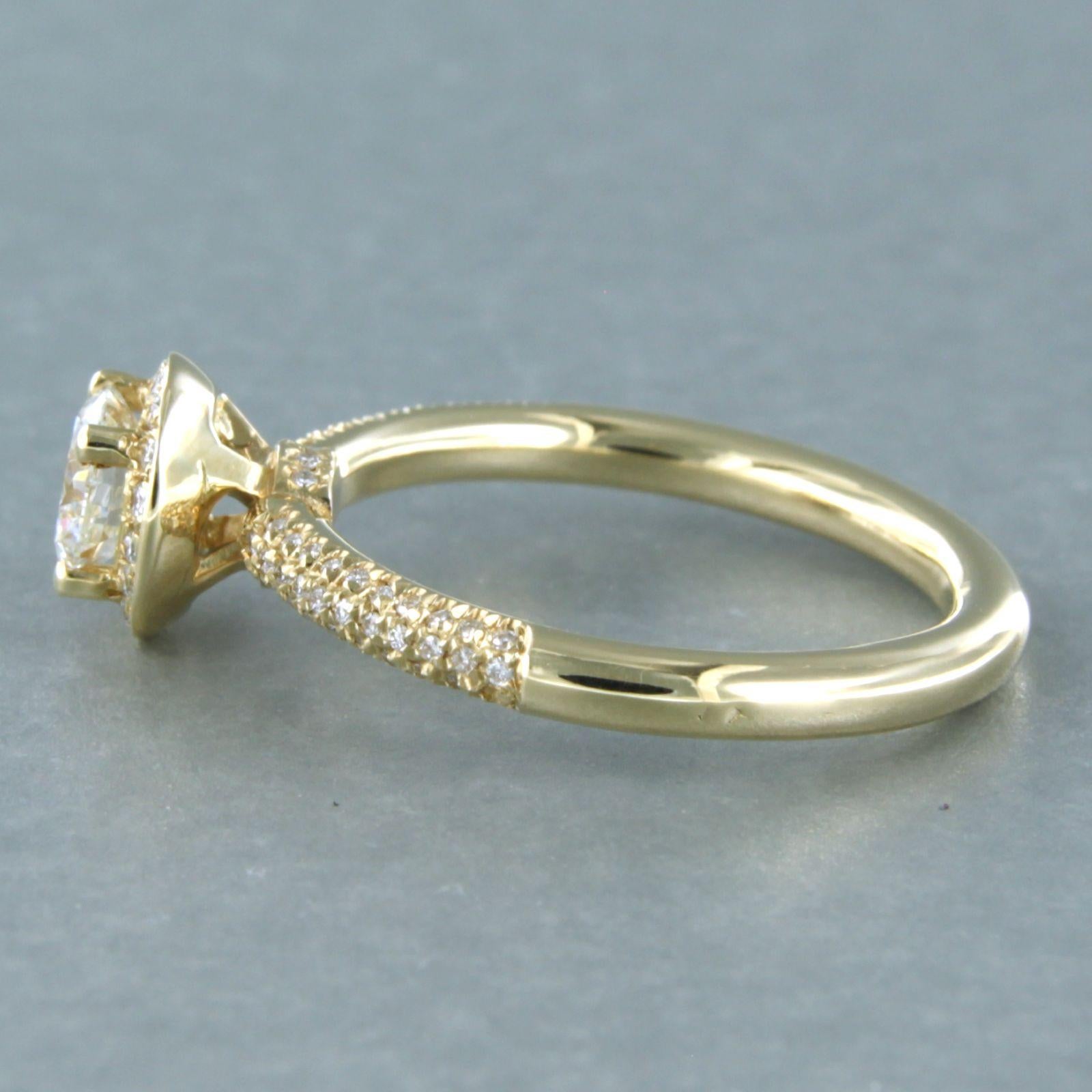 Taille brillant Rapport IGI sur les diamants Bague ornée de diamants taille brillant jusqu'à 0,94 ct Or jaune 14k en vente
