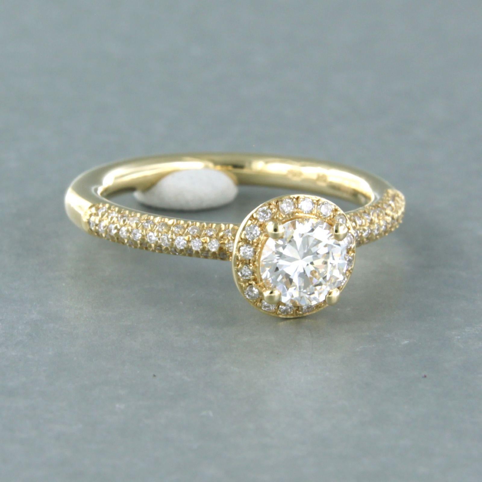 Rapport IGI sur les diamants Bague ornée de diamants taille brillant jusqu'à 0,94 ct Or jaune 14k Neuf - En vente à The Hague, ZH