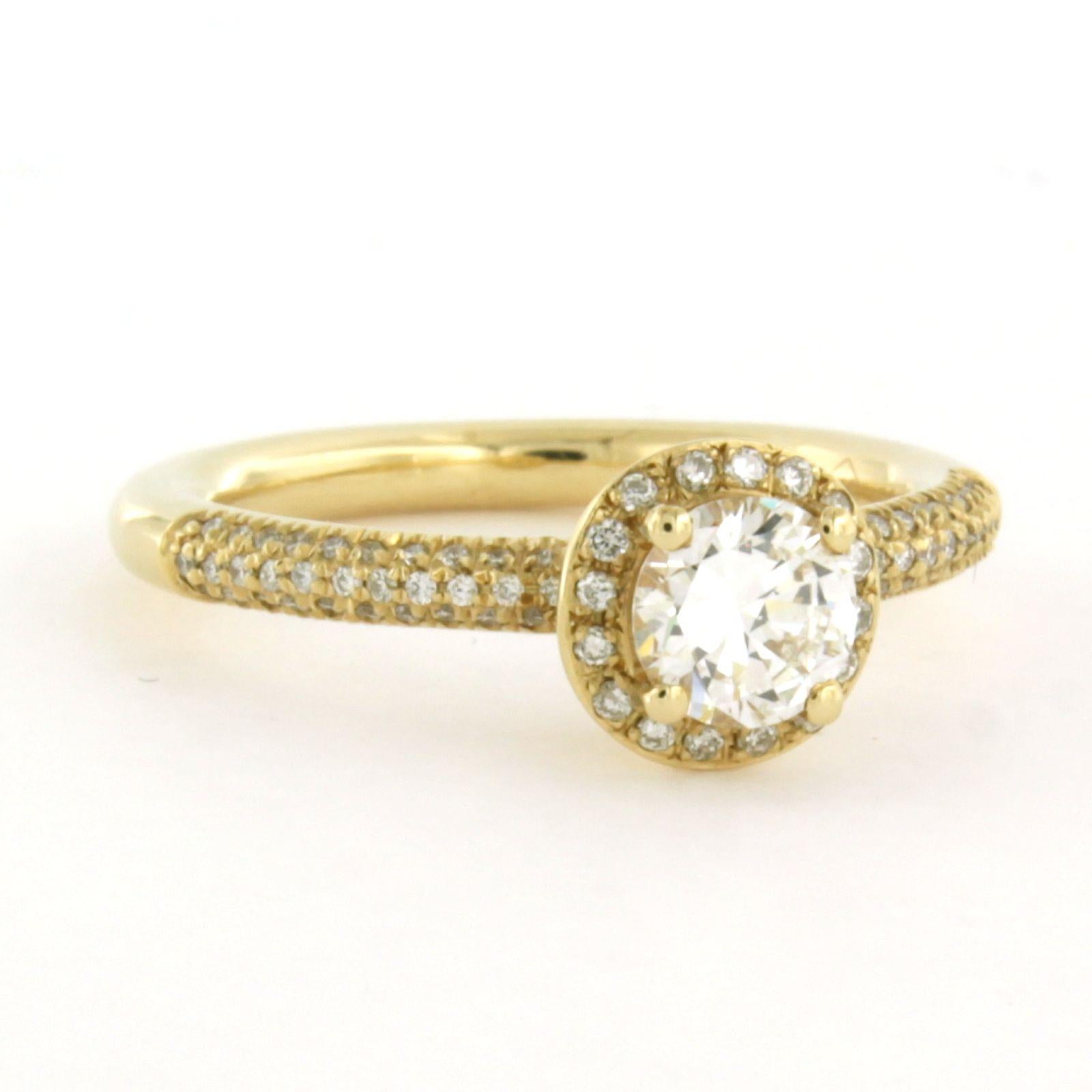 Rapport IGI sur les diamants Bague ornée de diamants taille brillant jusqu'à 0,94 ct Or jaune 14k Neuf - En vente à The Hague, ZH